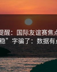 刚收到提醒：国际友谊赛焦点战别被“稳”字骗了：数据有点怪