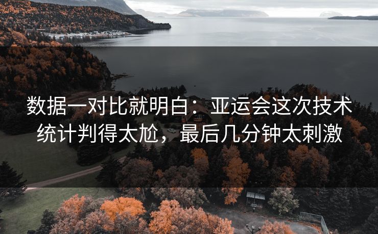 数据一对比就明白:亚运会这次技术统计判得太尬,最后几分钟太刺激 数据一对比就明白:亚运会这次技术统计判得太尬,最后几分钟太刺激