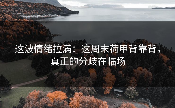 这波情绪拉满:这周末荷甲背靠背,真正的分歧在临场 这波情绪拉满:这周末荷甲背靠背,真正的分歧在临场