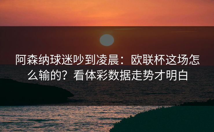 阿森纳球迷吵到凌晨：欧联杯这场怎么输的？看体彩数据走势才明白